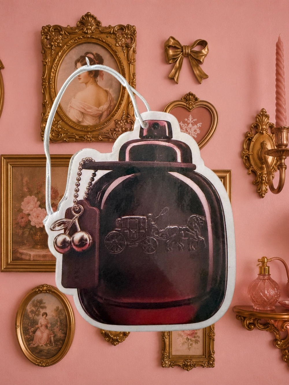 Set of 2 Coach Burgundy Bell Charm Air Freshener